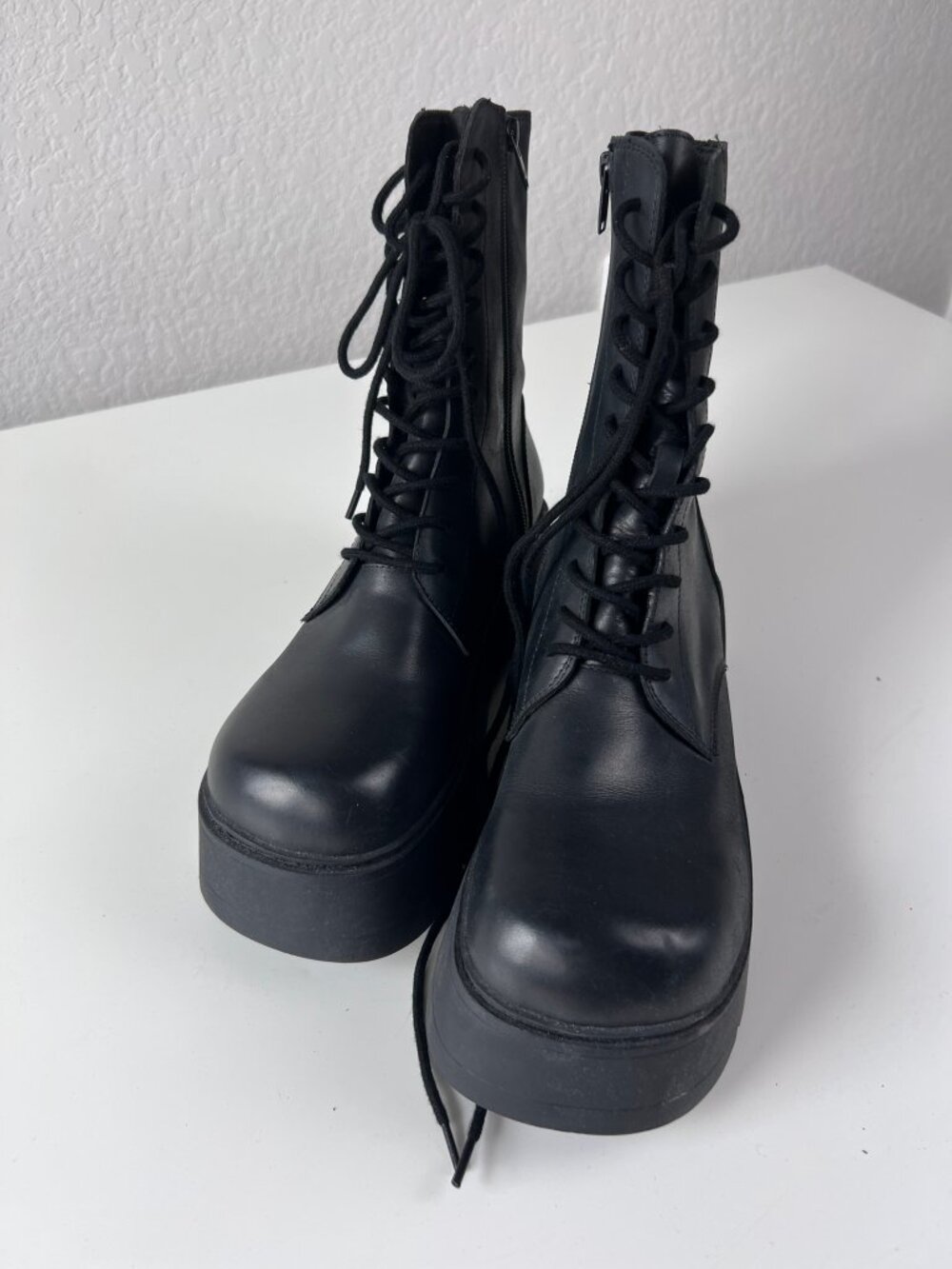 Unif Black Leather Lace Up Aux Combat Boot size 10 - Picture 8 of 9